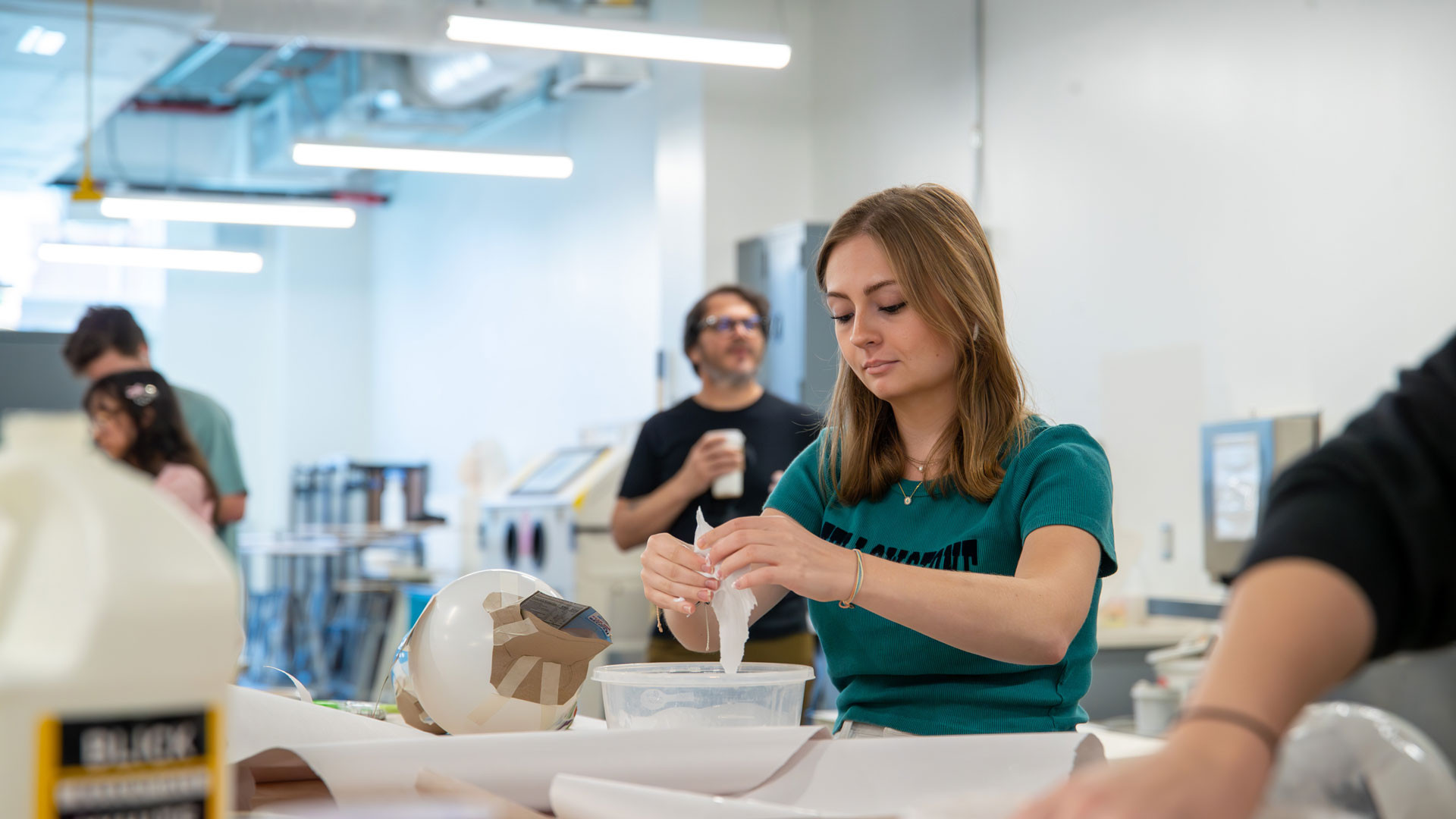 Student in a 3-D design class