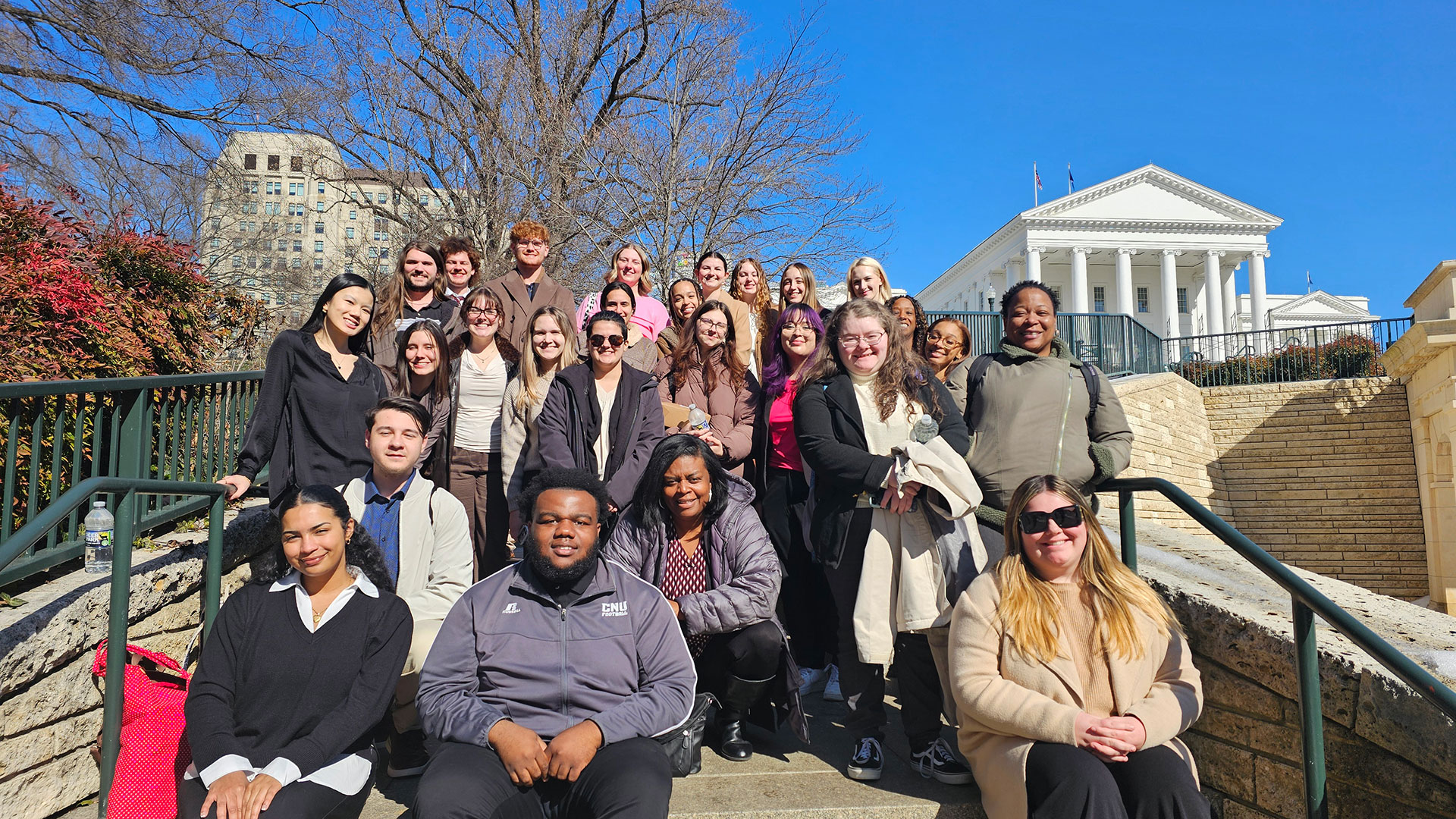 A group of social work students and staff at the Richmond capitol.