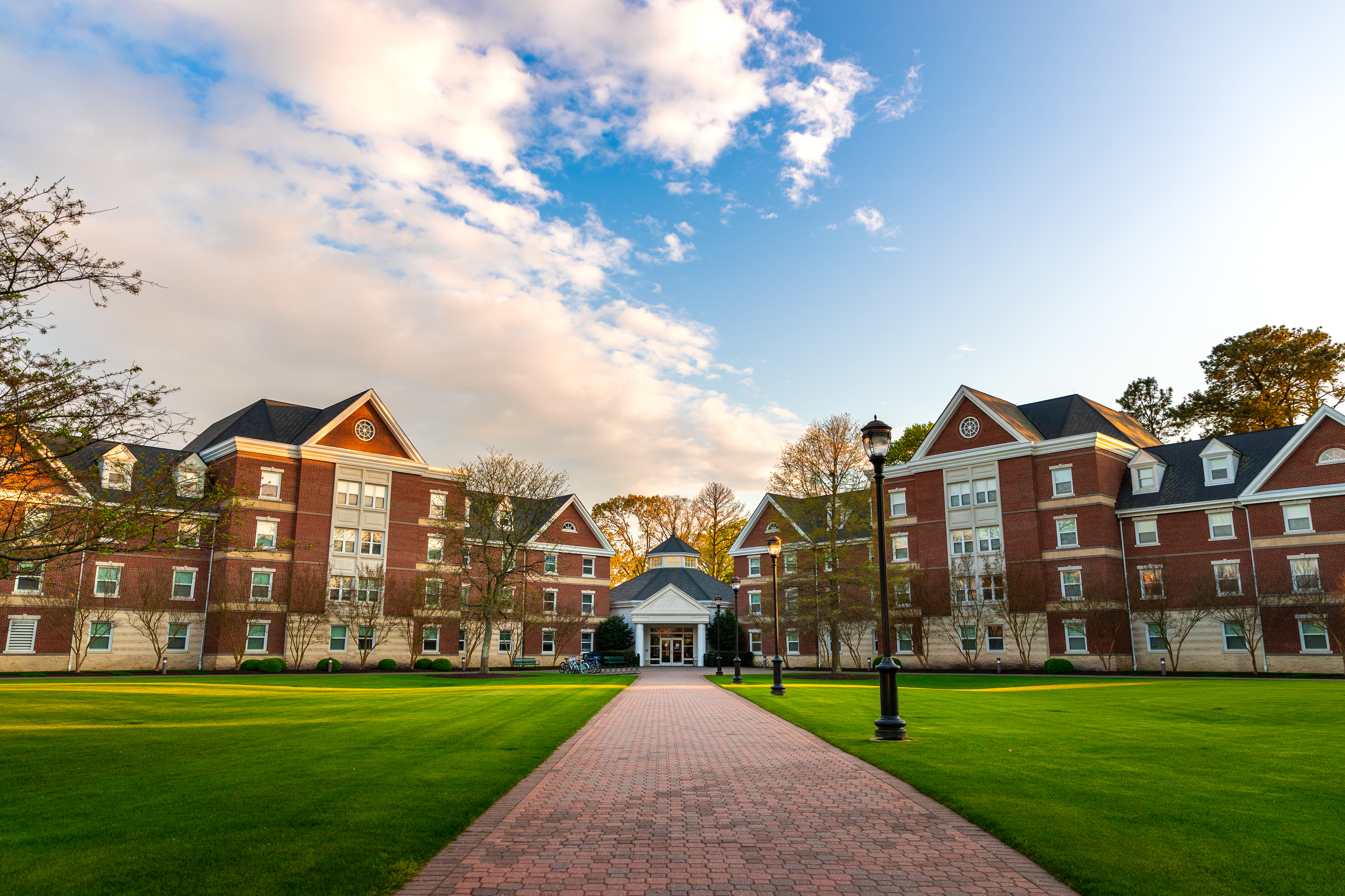 York Residence hall at sunset