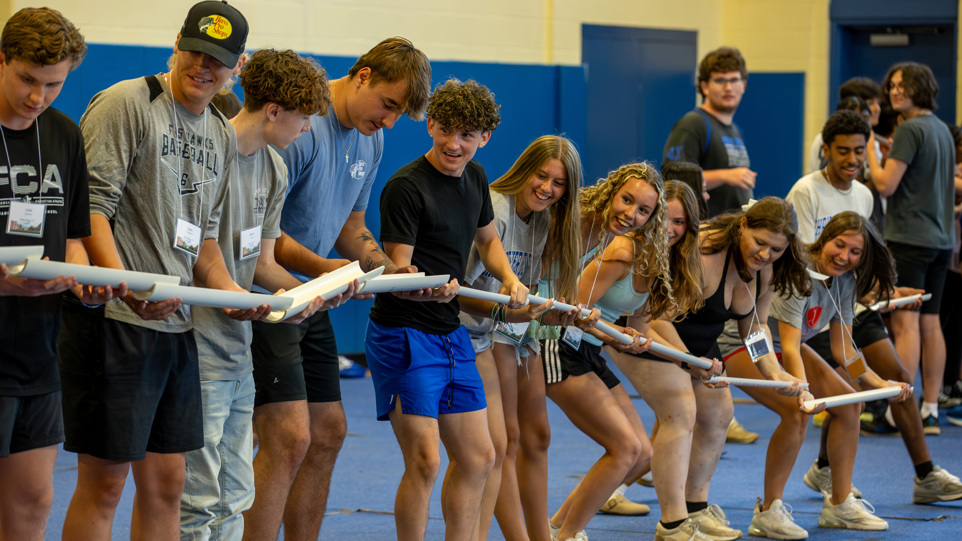 students participating in game